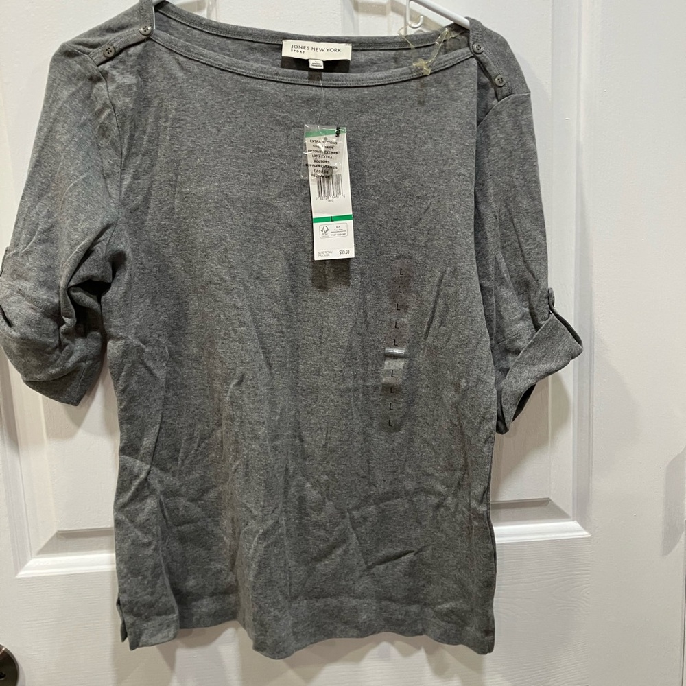 Jones New York Gray Short Sleeve Tee